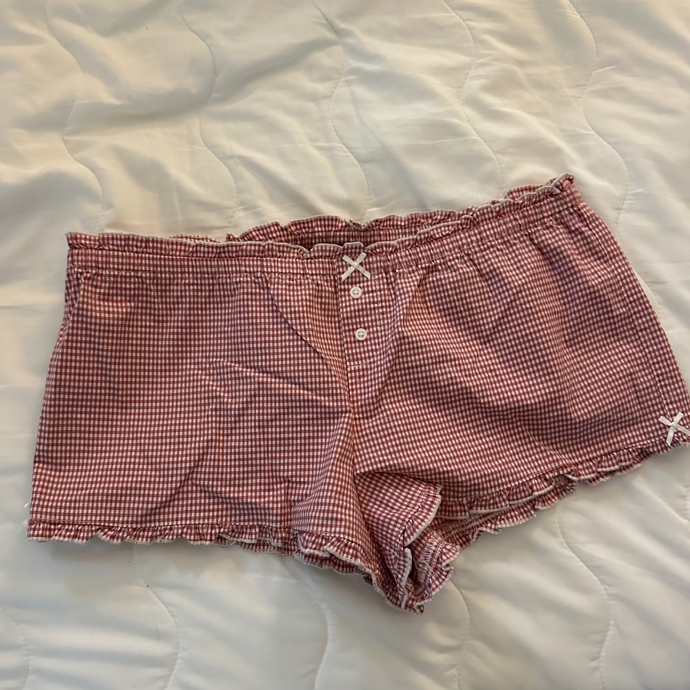 Brandy Melville Red and White Gingham Shorts